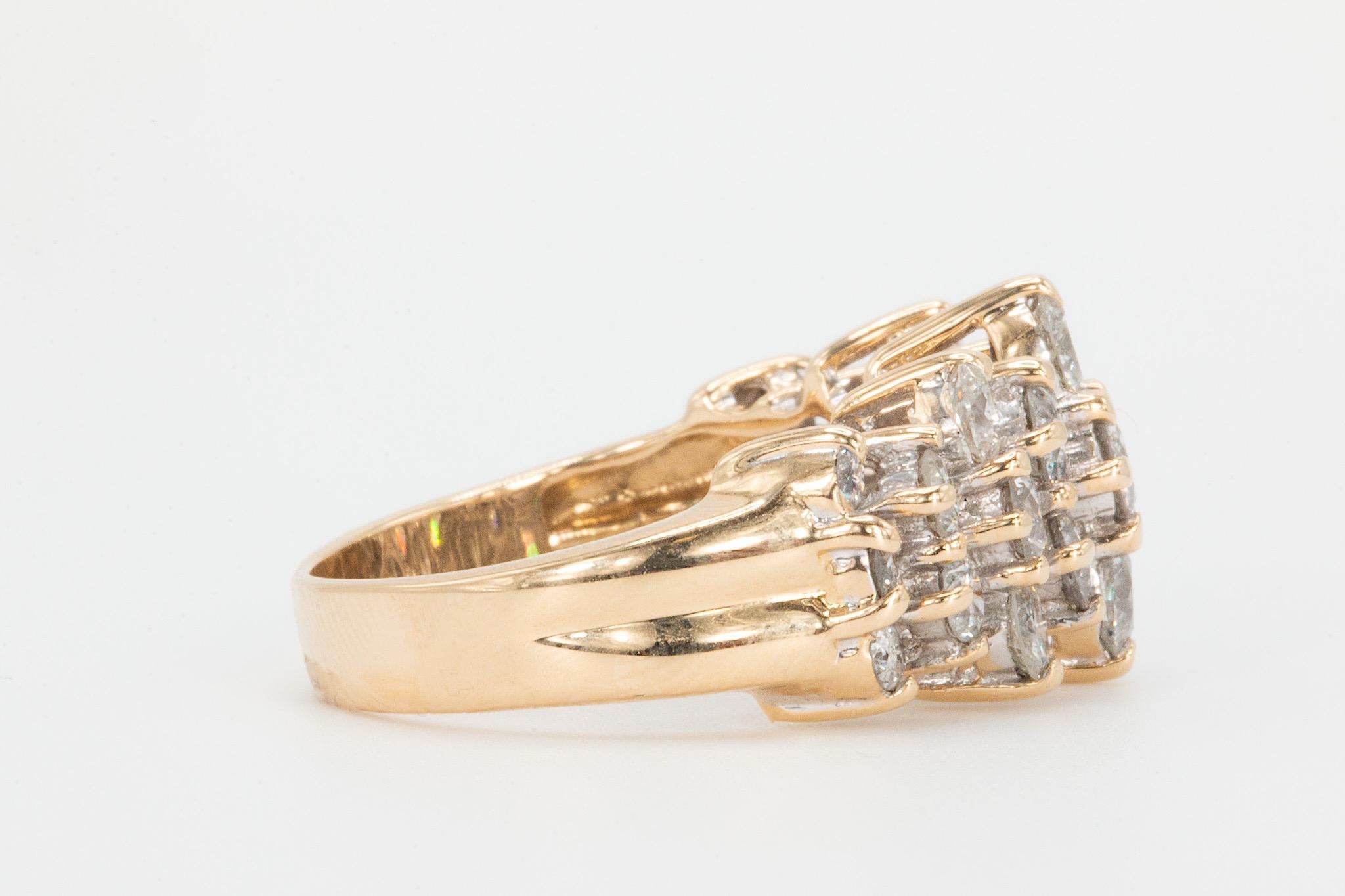 Vintage 14K Gelbgold 3 CTW Diamant Ring (Rundschliff) im Angebot