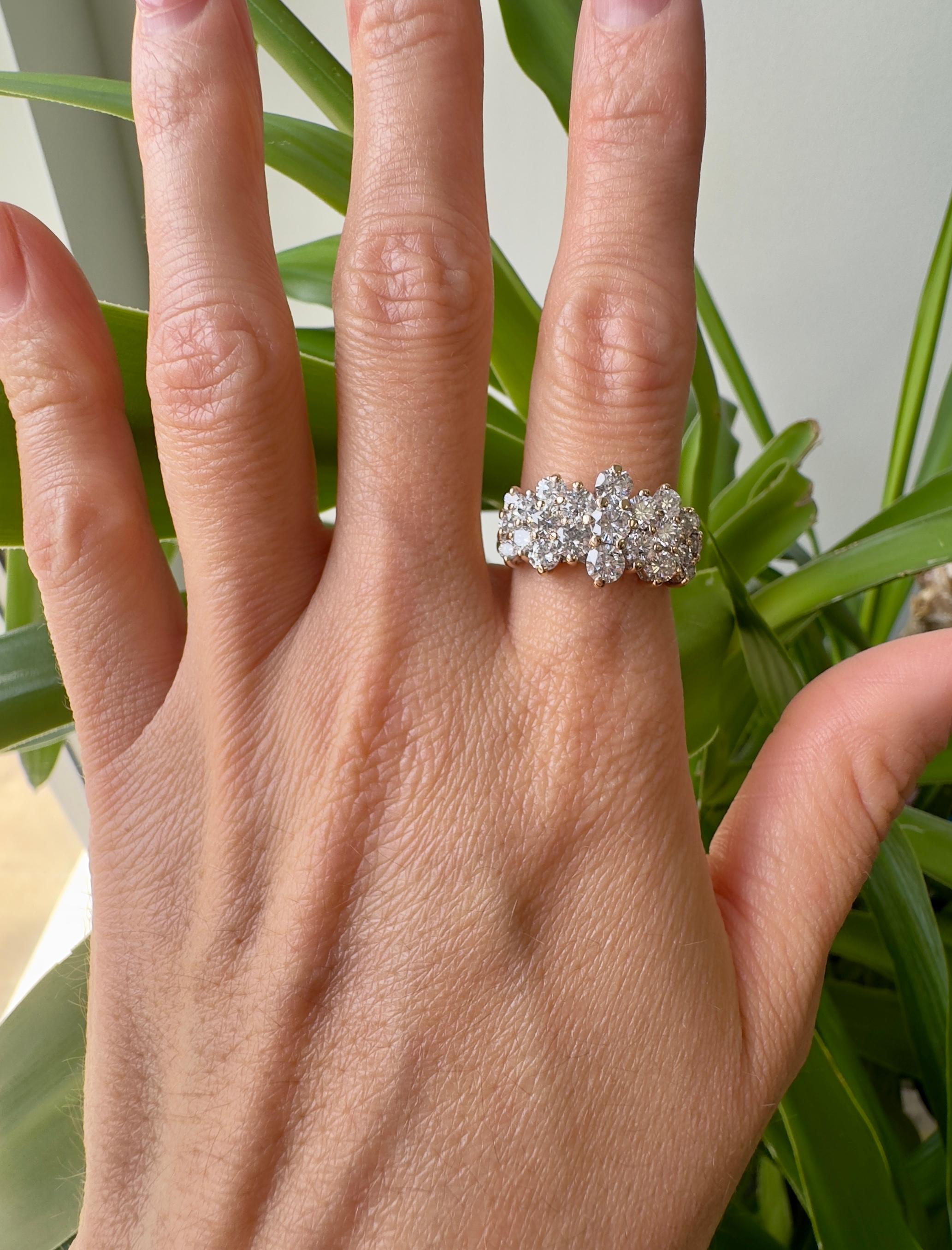 Vintage 14K Gelbgold 3 CTW Diamant Ring für Damen oder Herren im Angebot