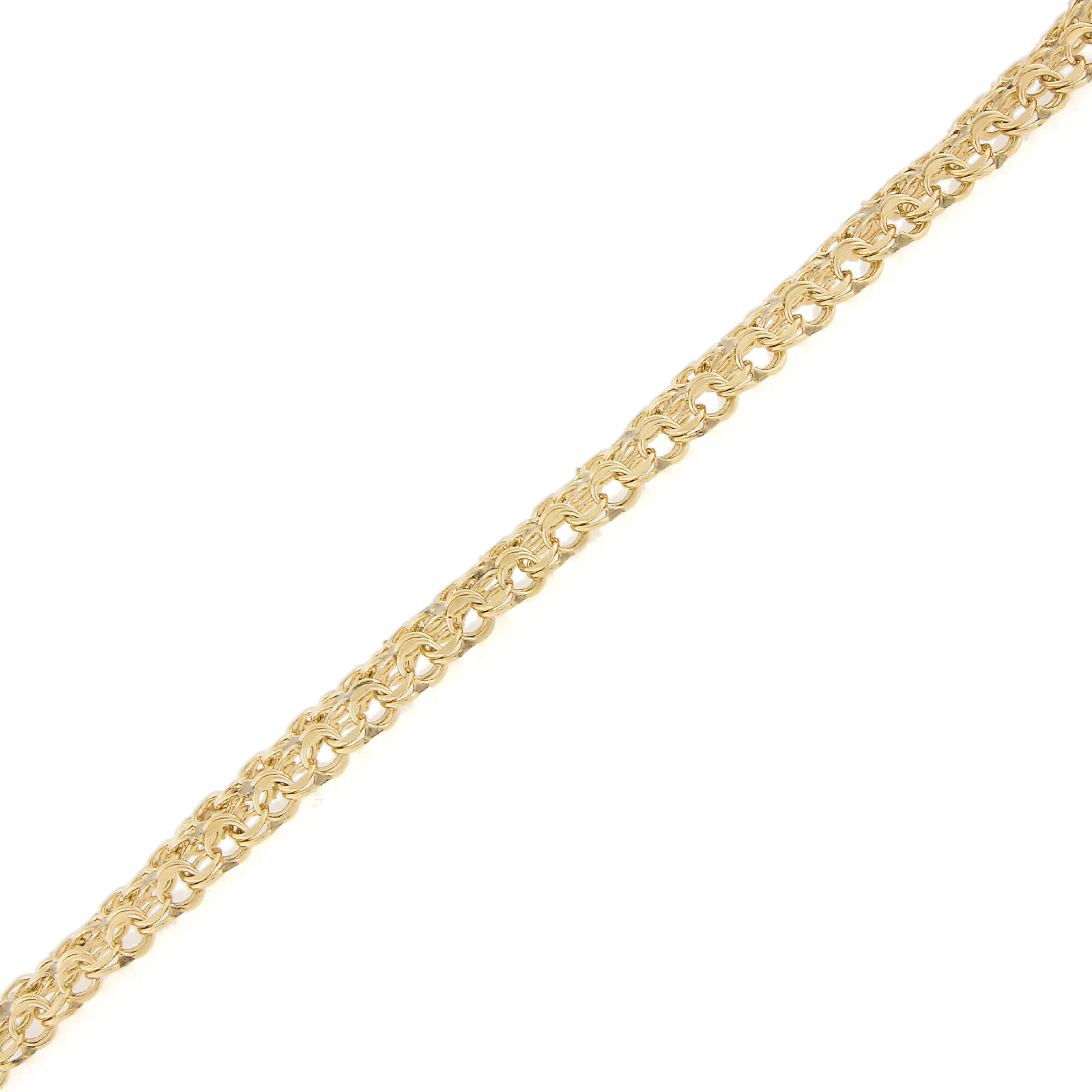 Vieille maillon de boucle d'oreille en or jaune 14 carats à 3 rangées imbriquées de 15,3 mm de large en vente 3