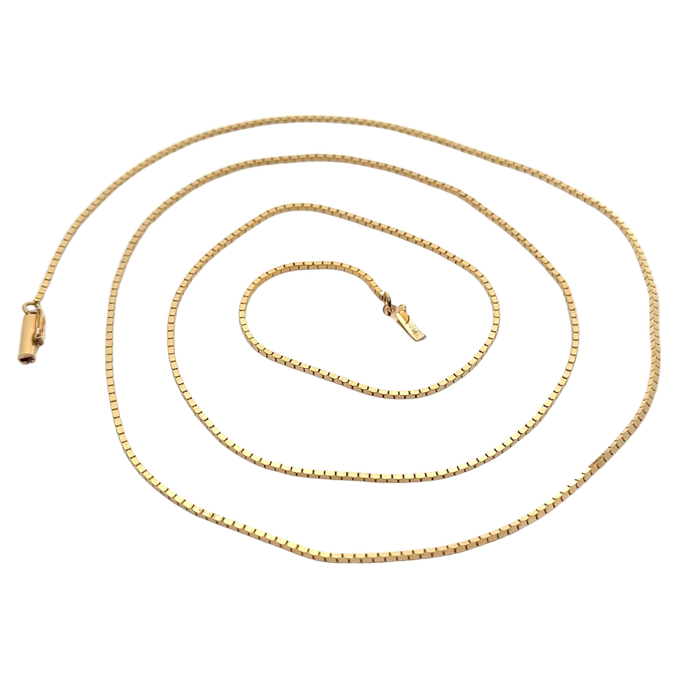 Vintage 14k Gelbgold 30" Lange Schachtel wie Kette Halskette Barrel Verschluss