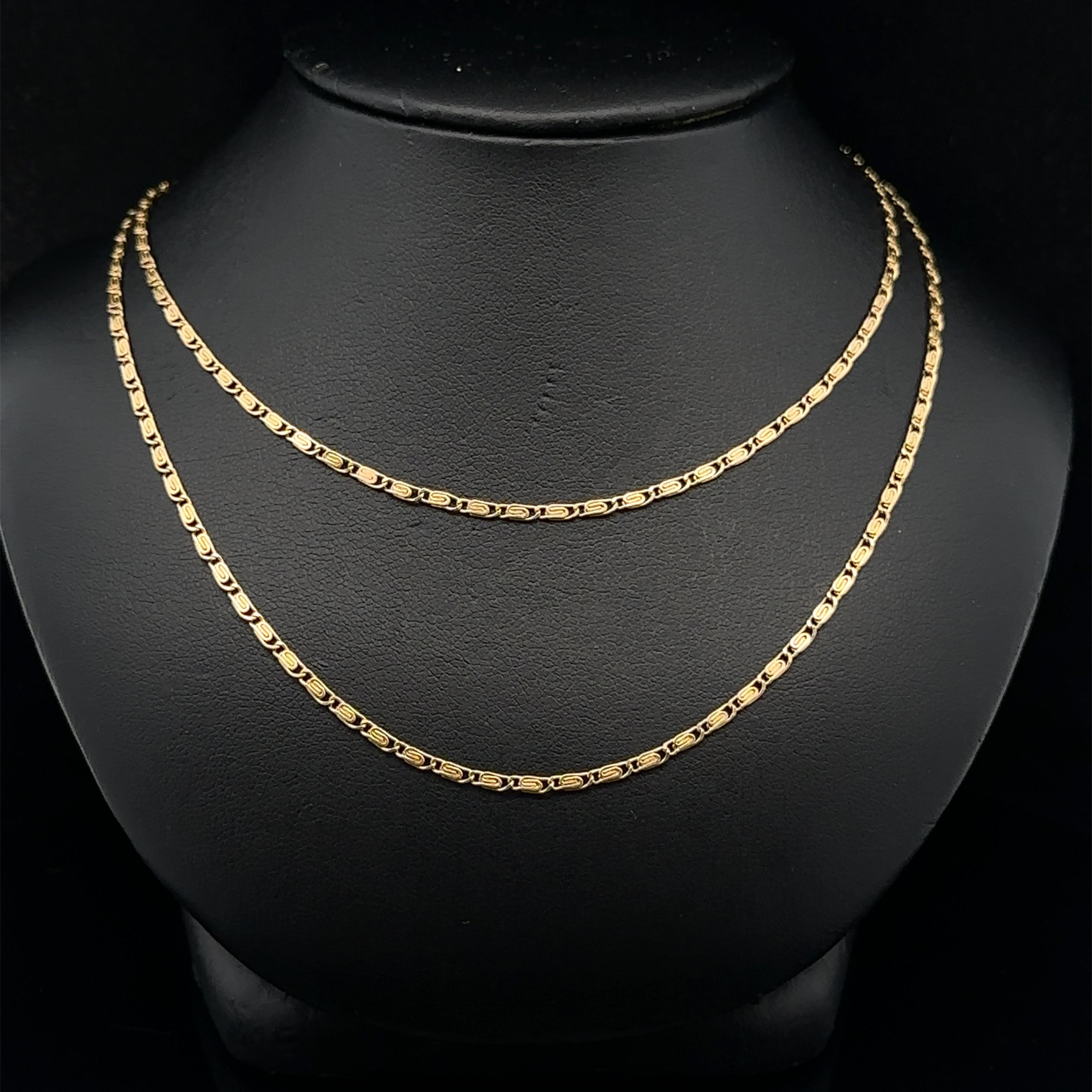 Material: Solid 14k Yellow Gold 
Weight: 6.4 Grams
Chain Type: 30
