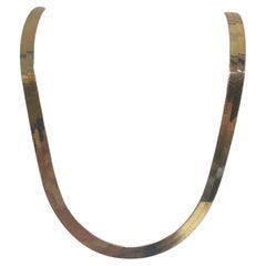 Vintage 14k Yellow Gold 30" Long Herringbone Necklace