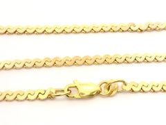 Vintage 14k Yellow Gold 30" Long "S" Link Chain Necklace w/ Lobster Claw Clasp