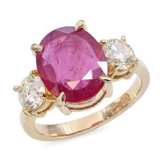 Vintage 14k Yellow Gold 3.15ct Ruby and Diamond Ring