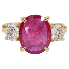 Vintage 14k Yellow Gold 3.15ct Ruby and Diamond Ring