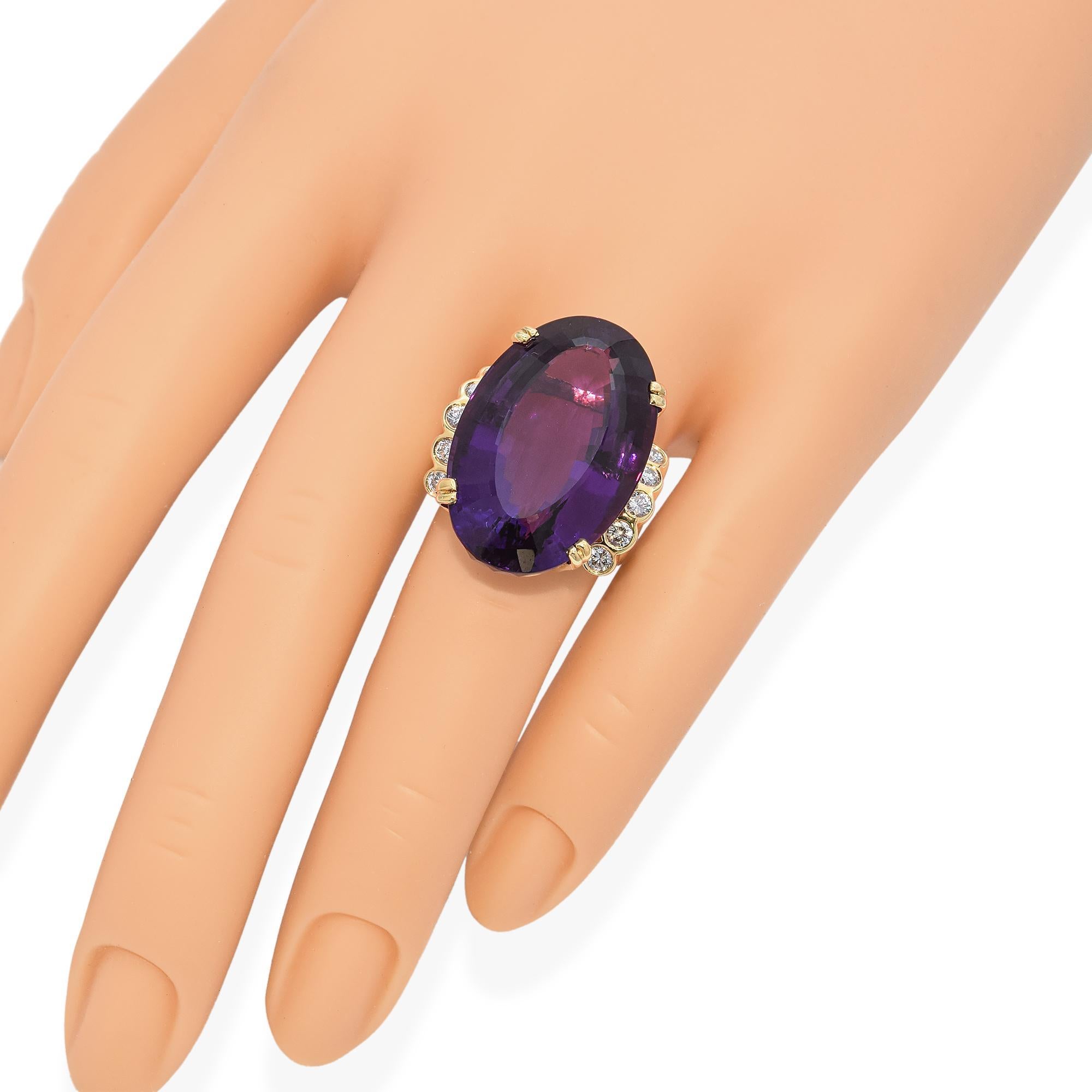 Vintage 14k Gelbgold 33,4ct Amethyst Cocktail Ring im Angebot 2