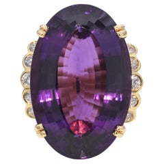 Vintage 14k Yellow Gold 33.4ct Amethyst Cocktail Ring