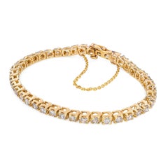 Vintage 14k Yellow Gold 3.3tcw Diamond Tennis Bracelet