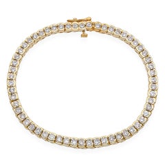 Vintage 14k Yellow Gold 3.54tcw J Si1 Diamond Open Bezel Tennis Bracelet