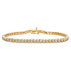 Vintage 14k Yellow Gold 3.54tcw J Si1 Diamond Open Bezel Tennis Bracelet