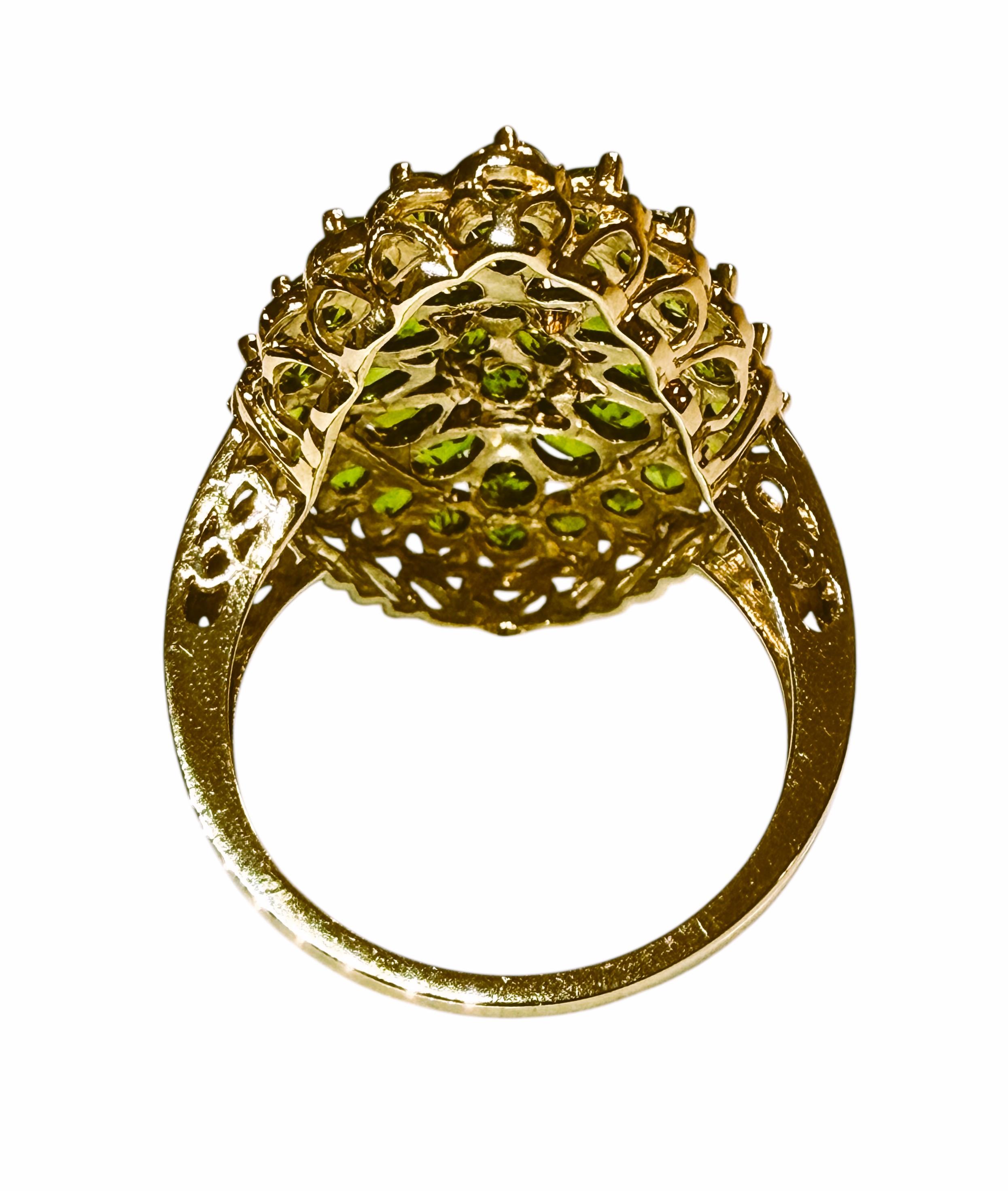 Anello vintage in oro giallo 14k con crisoprasio taglio pera e diamante da 3,60 carati, misura 7 In condizioni ottime in vendita a Eagan, MN