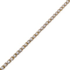 Bracciale tennis vintage in oro giallo 14k con diamanti da 3,65tcw