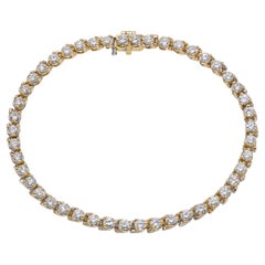 Vintage 14k Yellow Gold 3.65tcw Diamond Tennis Bracelet