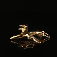 Vintage 14K Yellow Gold 3D Airplane Charm Pendant 2.8g