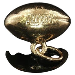 Vintage 14K Yellow Gold 3D Football Charm Pendant 2.6g