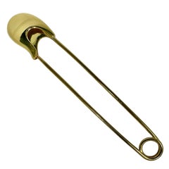 Vintage 14K Gelbgold 4 3/8 Zoll lange Sicherheitsnadel Brosche