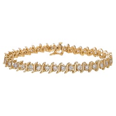 Brazalete de tenis vintage de oro amarillo de 14 quilates con 4,55 quilates de diamantes