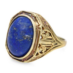 Vintage 14k Yellow Gold 4.57ctw Lapis Lazuli Cabochon Ring