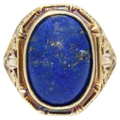 Vintage 14k Yellow Gold 4.57ctw Lapis Lazuli Cabochon Ring