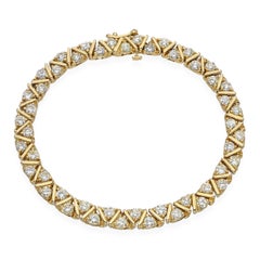 Vintage 14k Yellow Gold 4.8tcw Diamond Tennis Bracelet