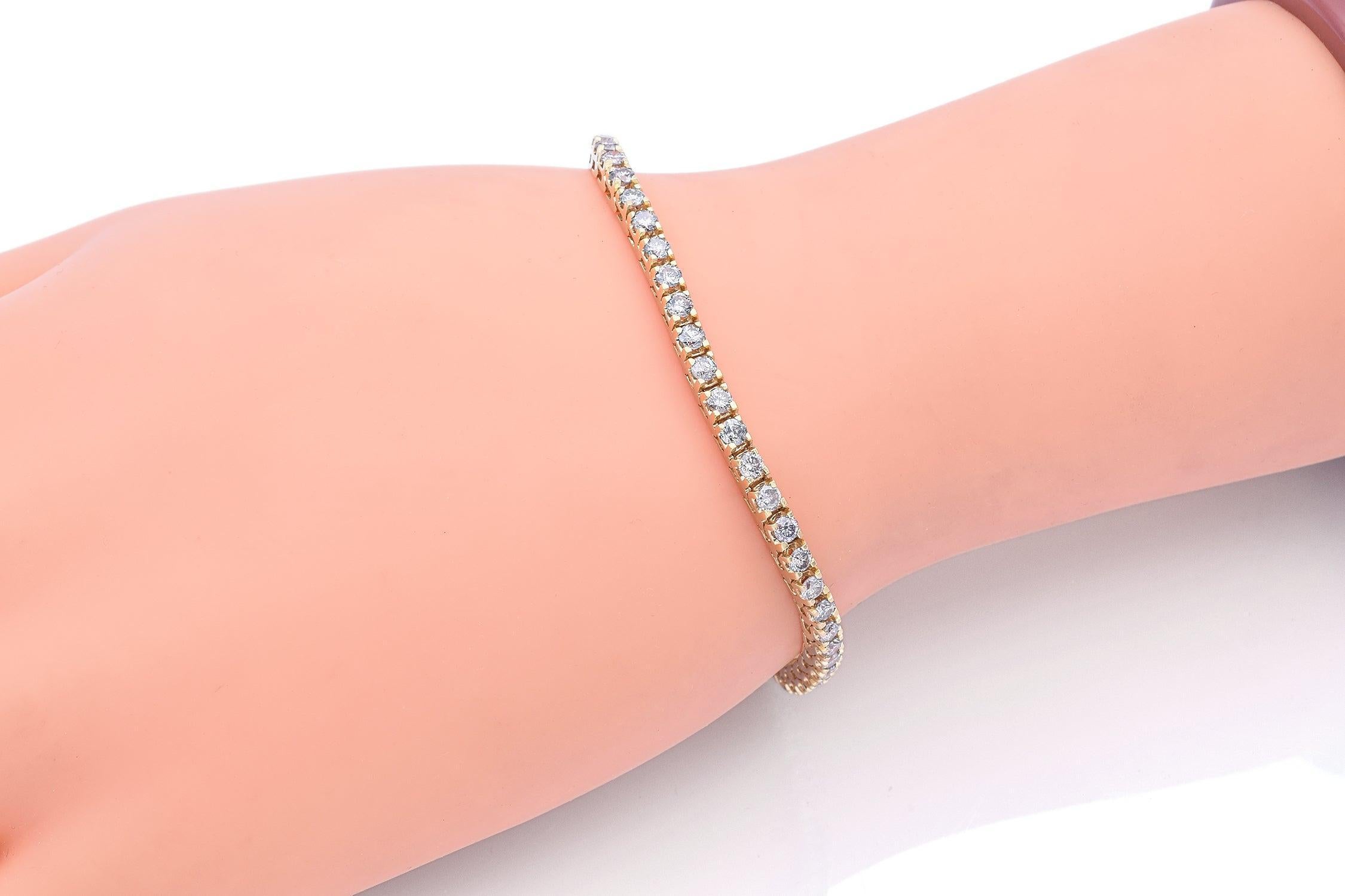 Vintage 14k Gelbgold 5,00tcw Champagner Diamant Rundes Glieder-Tennisarmband Damen im Angebot