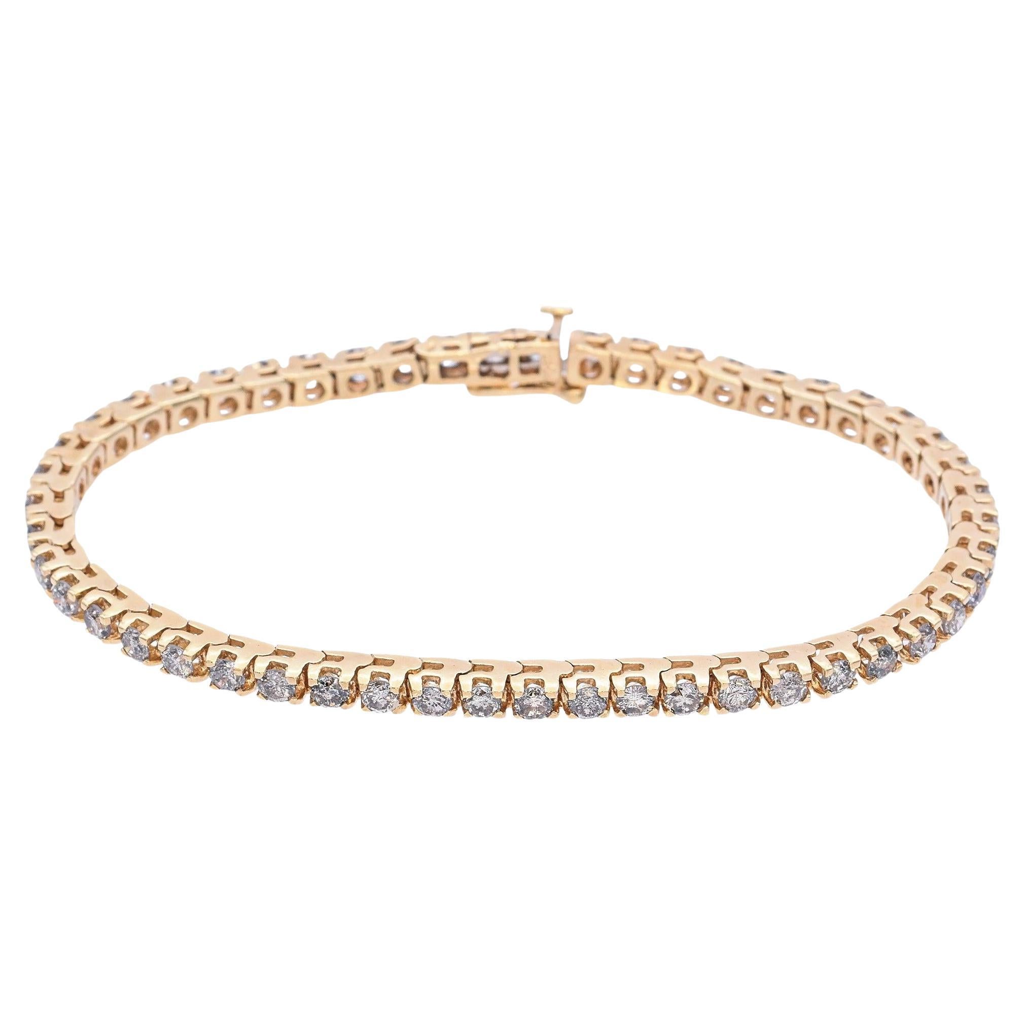Vintage 14k Gelbgold 5,00tcw Champagner Diamant Rundes Glieder-Tennisarmband im Angebot
