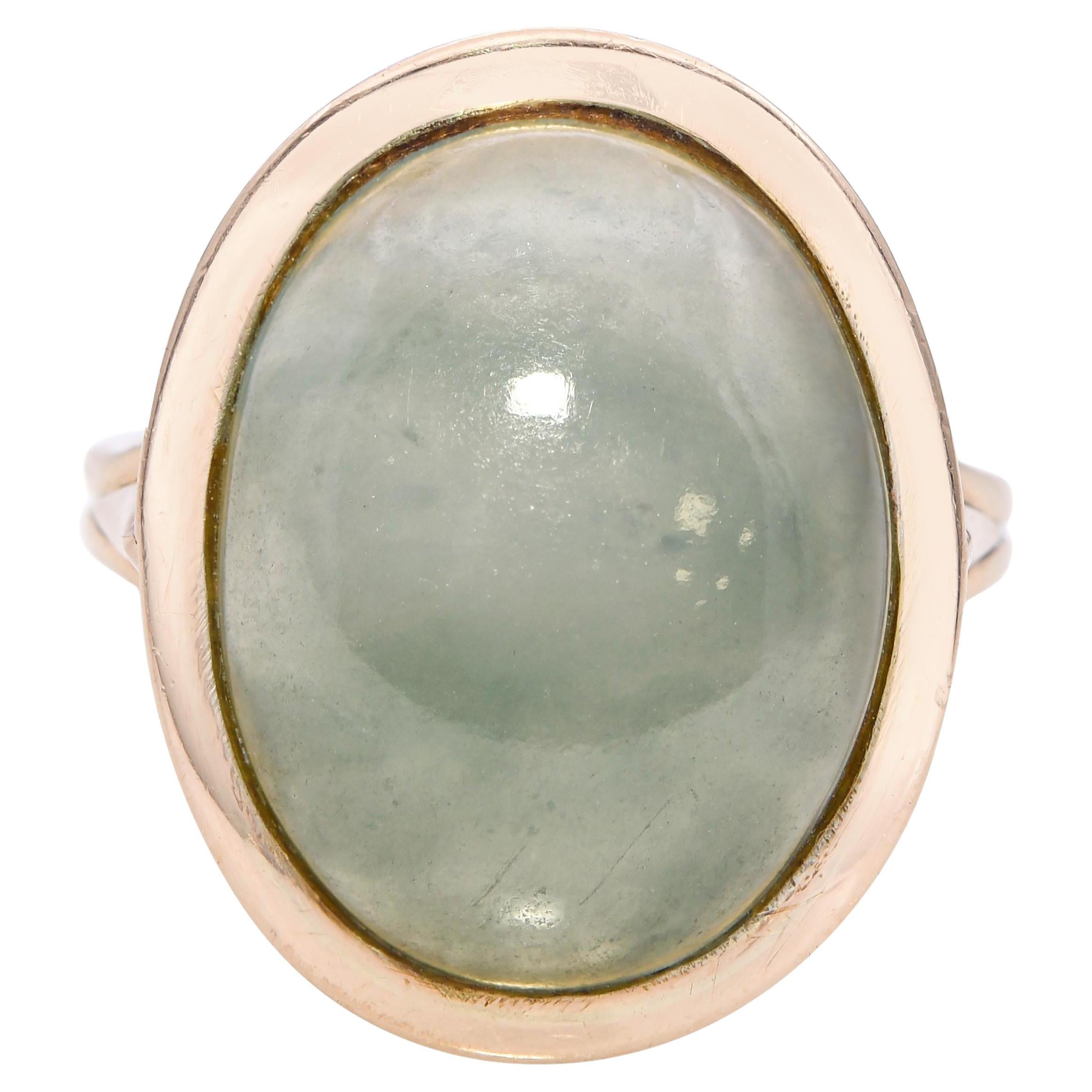 Vintage 14k Yellow Gold 5.55ct Jade Ring
