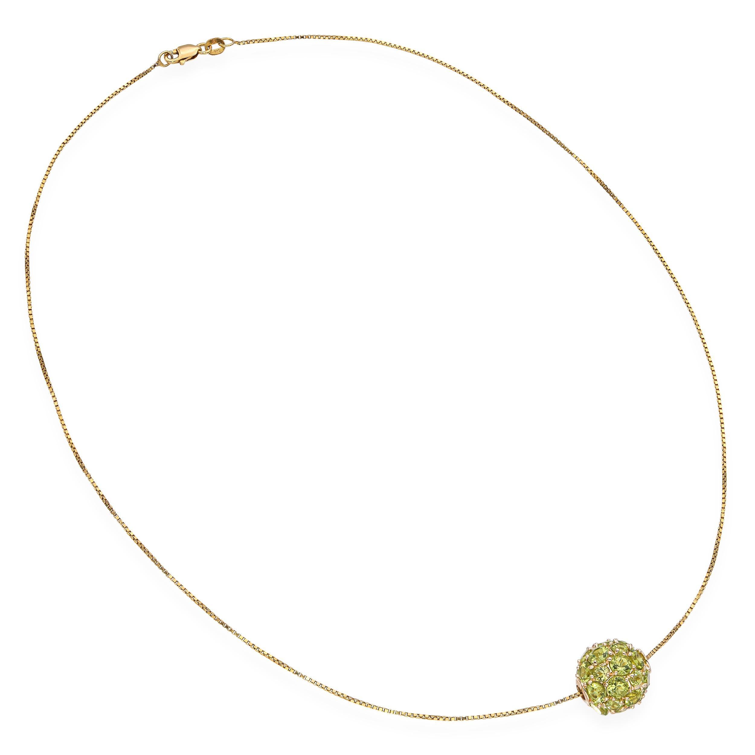 da uomo o donna Vintage By in oro giallo 14k, collana con ciondolo a sfera con peridoto da 6,01 carati in vendita