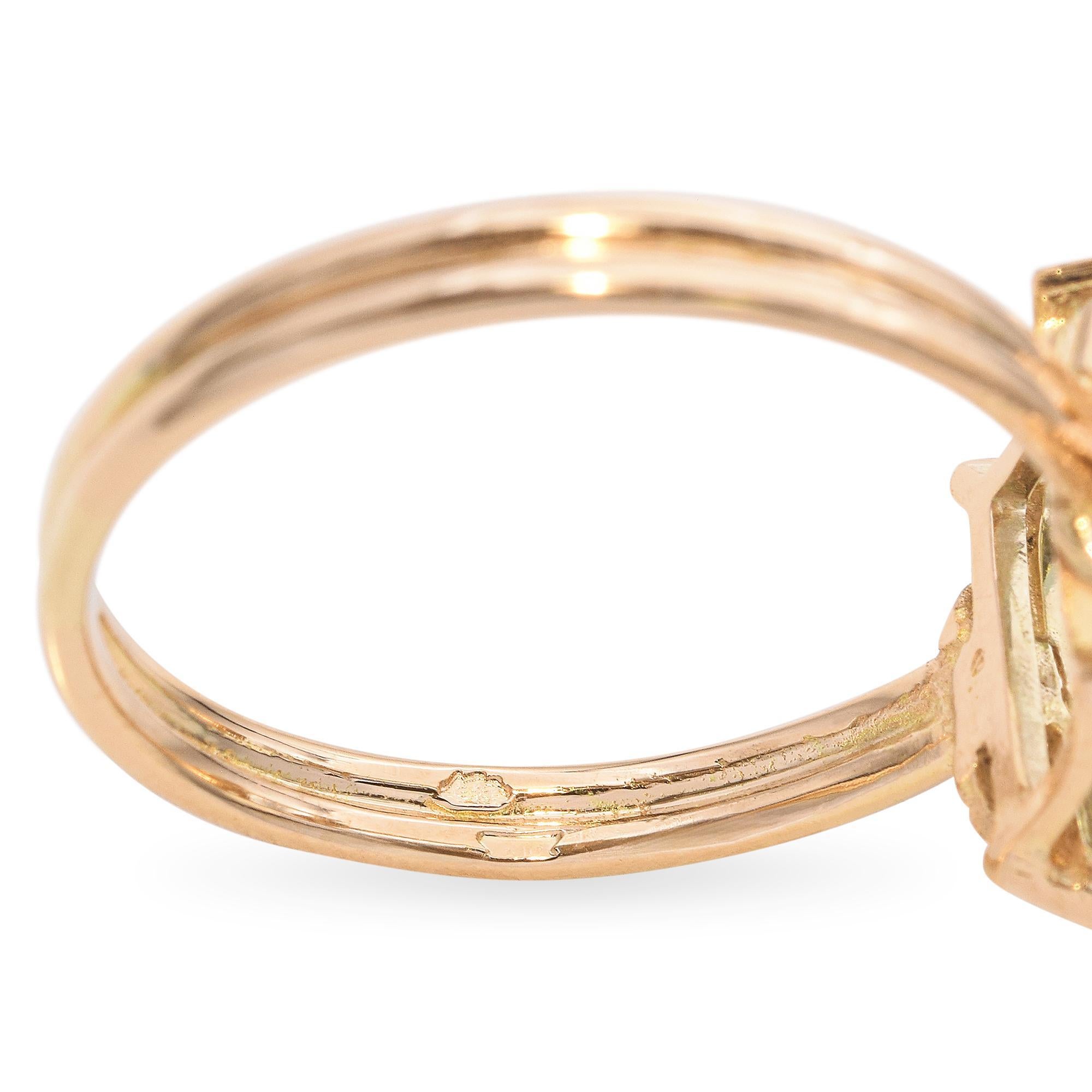 Bague fantaisie vintage en or jaune 14 carats avec aigue-marine de 6,6 carats en vente 2