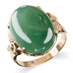 Vintage 14k Yellow Gold 7.12ct Type A Jadeite Jade Ring