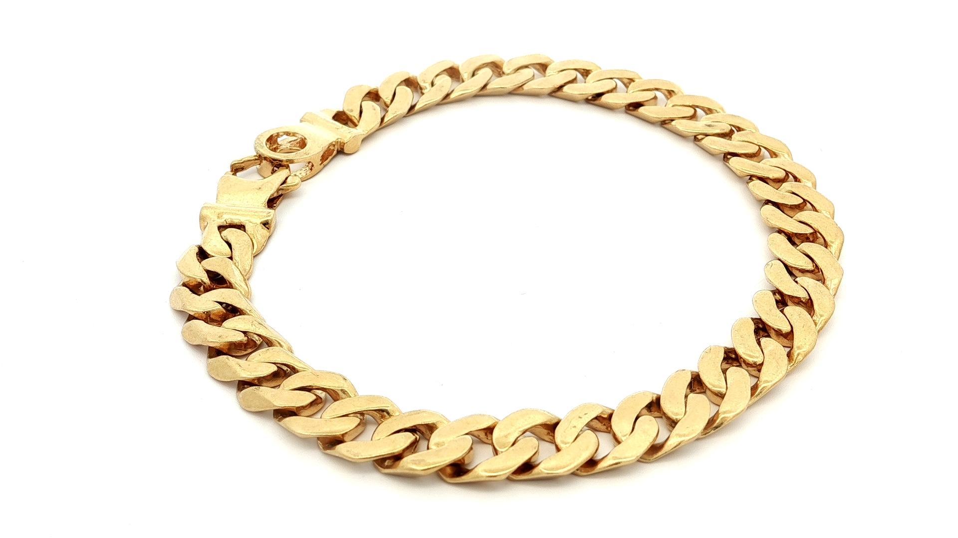 Bracciale d'epoca in oro giallo 14k a maglie cubane larghe 7,8mm in vendita 1
