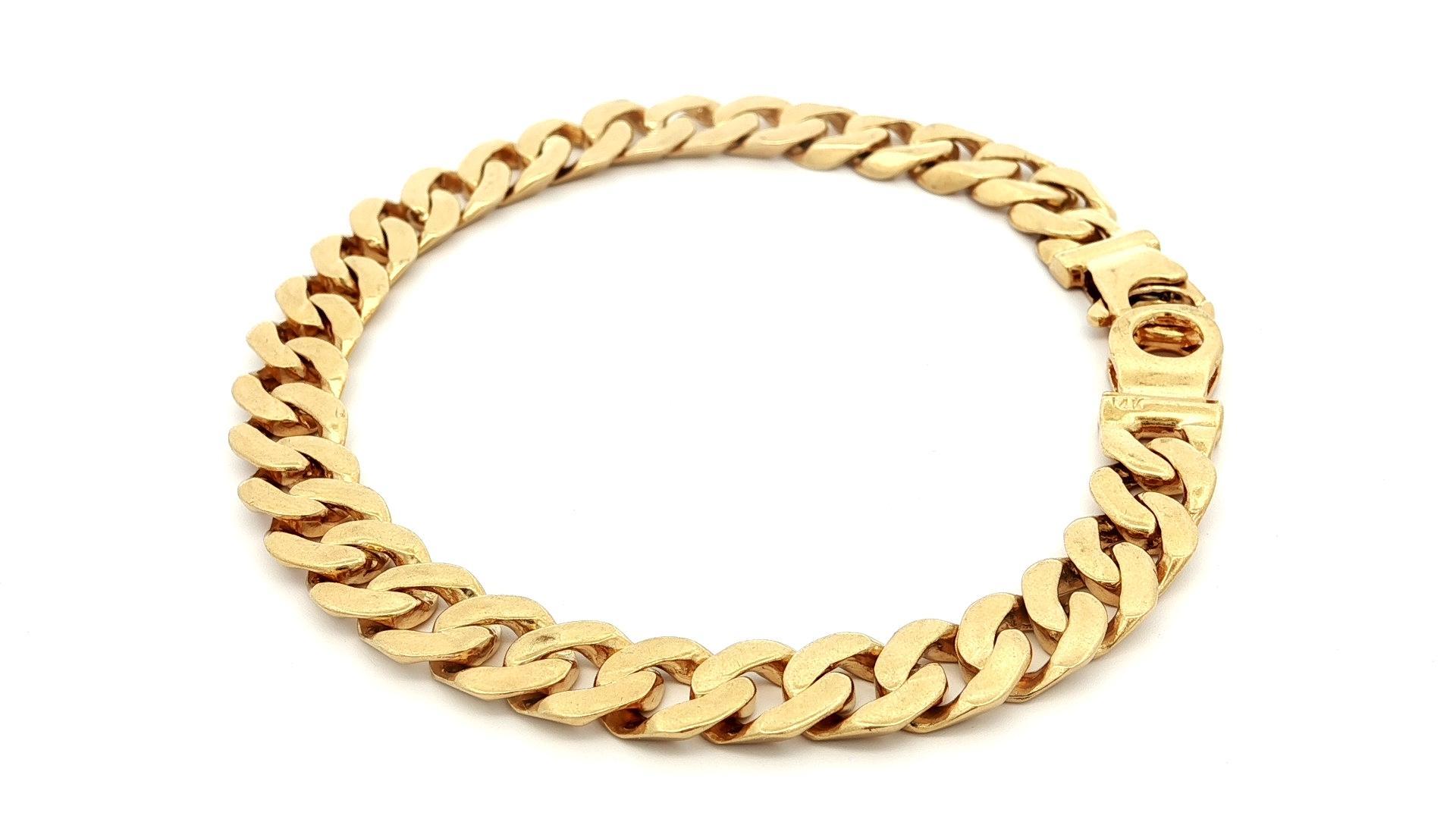 Bracciale d'epoca in oro giallo 14k a maglie cubane larghe 7,8mm in vendita 3