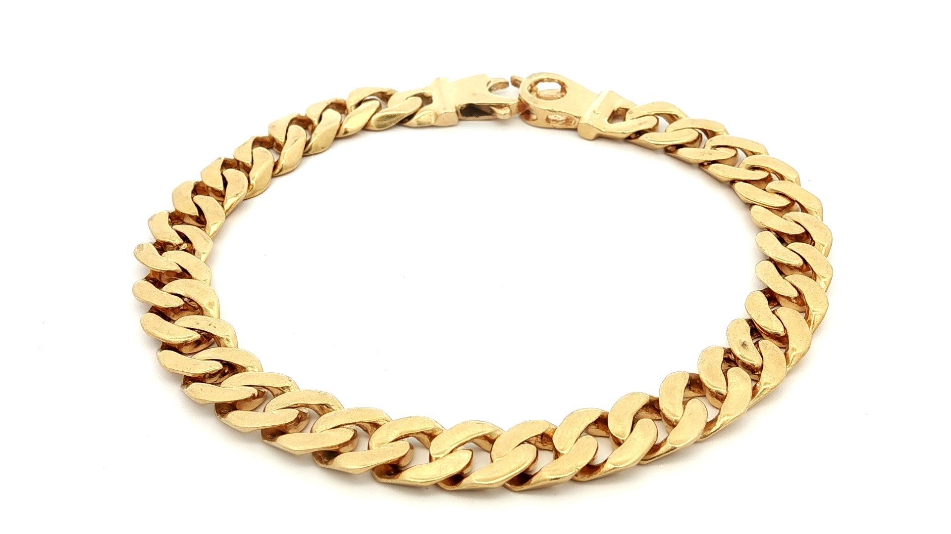 Bracciale d'epoca in oro giallo 14k a maglie cubane larghe 7,8mm