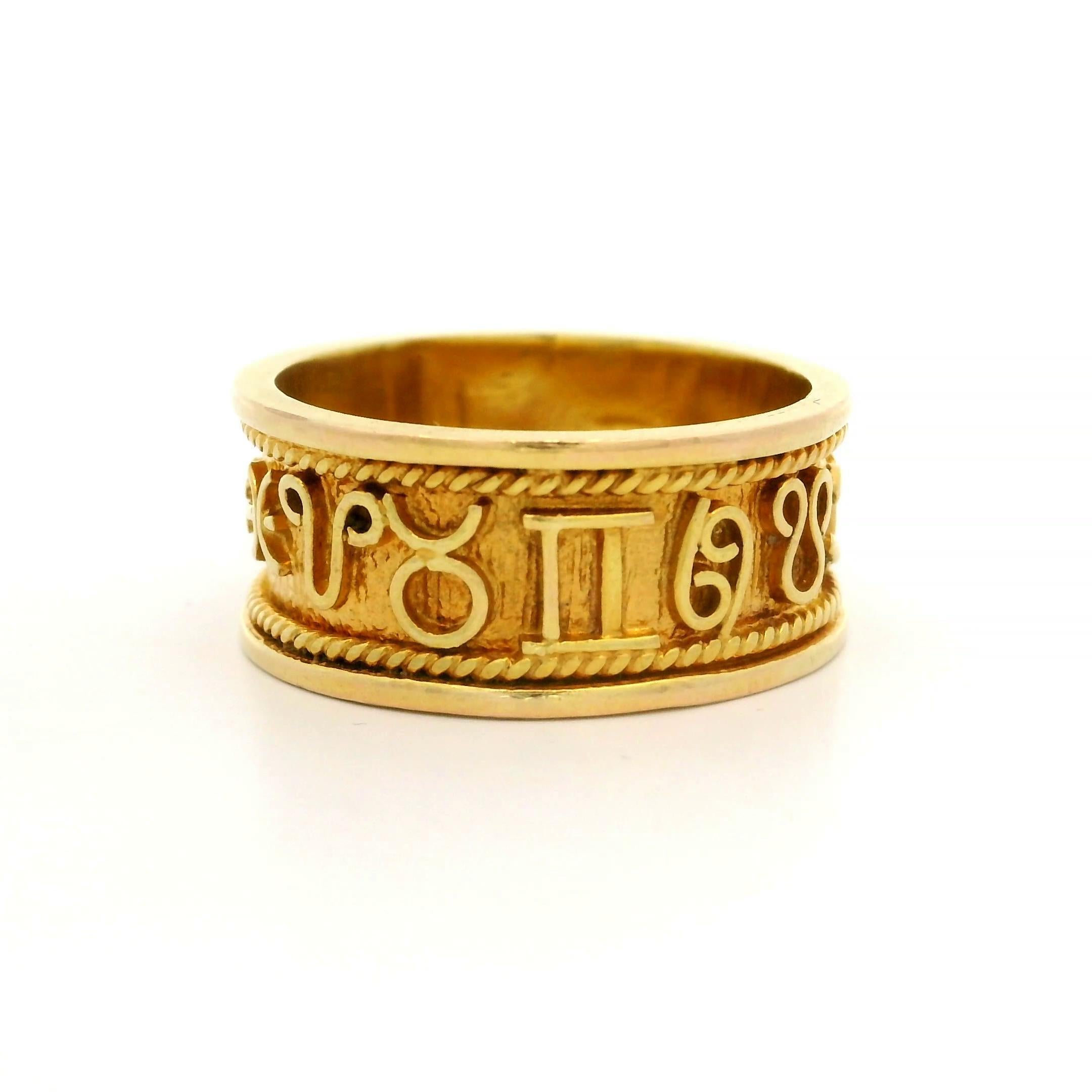 Material: Solid 14k Yellow Gold
Weight: 5.73 Grams
Ring Size: 6.5 (Fitted on a finger. We can NOT custom size this ring.)
Ring Width: 8.9mm (0.35