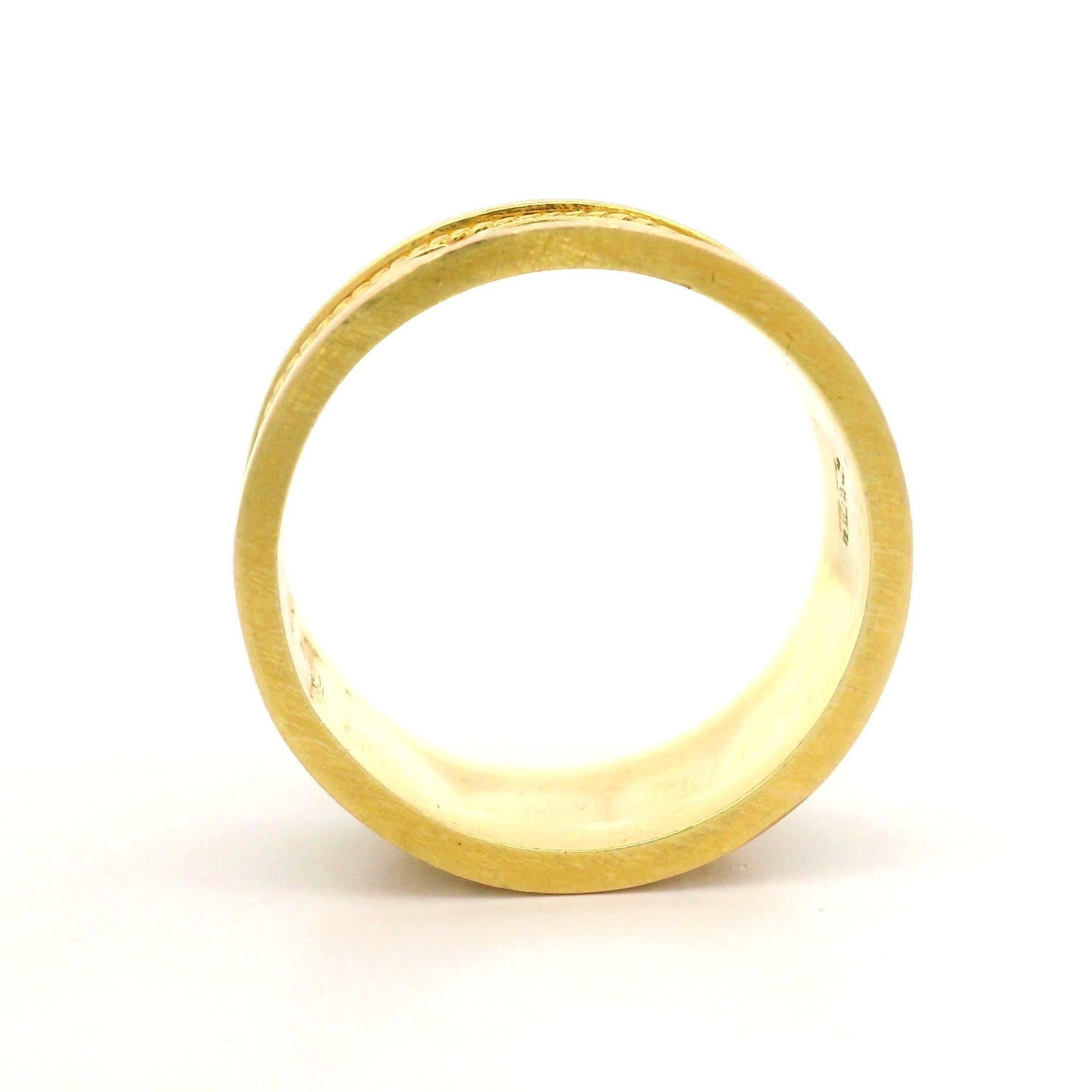 Vintage 14k Yellow Gold 8.9mm Wide Detailed Zodiac Symbols Eternity Band Ring 2