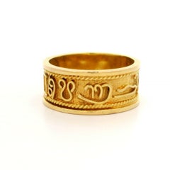 Vintage 14k Yellow Gold 8.9mm Wide Detailed Zodiac Symbols Eternity Band Ring