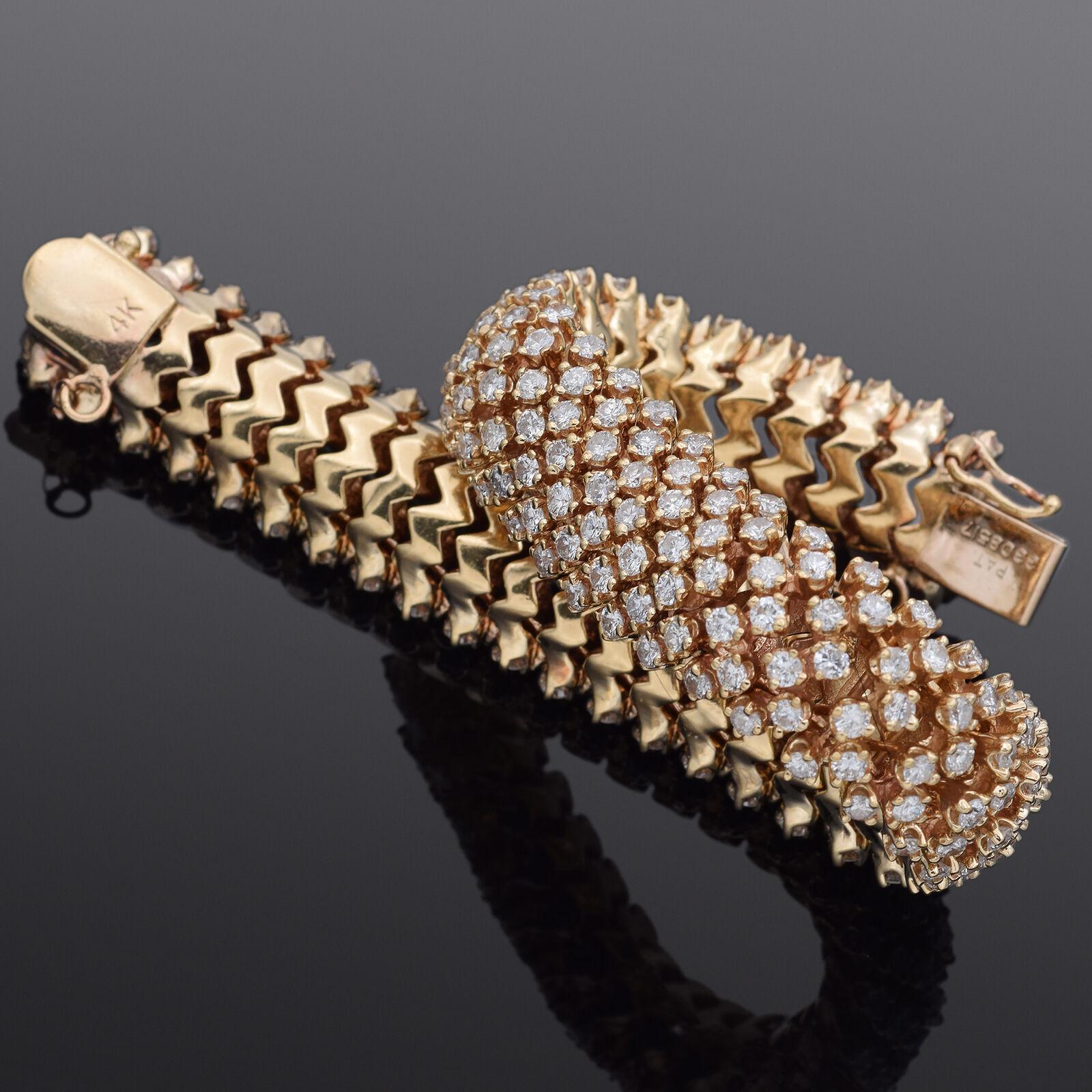 Bracelet tennis vintage en or jaune avec diamants 9,45 TCW  Bon état - En vente à New York, NY