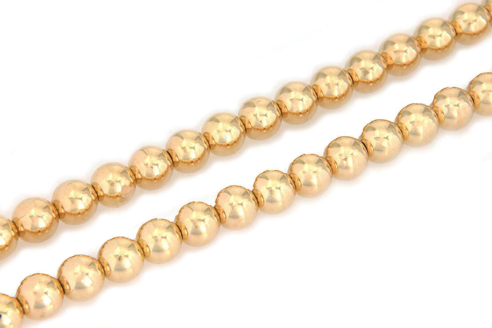 Women's Vintage 14k Yellow Gold 9mm Beaded Necklace For Sale