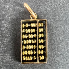 Vintage 14K Yellow Gold Abacus Mathematics Charm Pendant