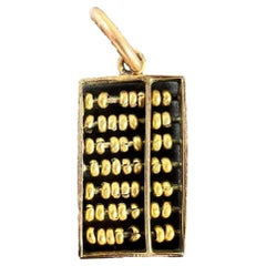 Vintage 14K Yellow Gold Abacus Mathematics Charm Pendant