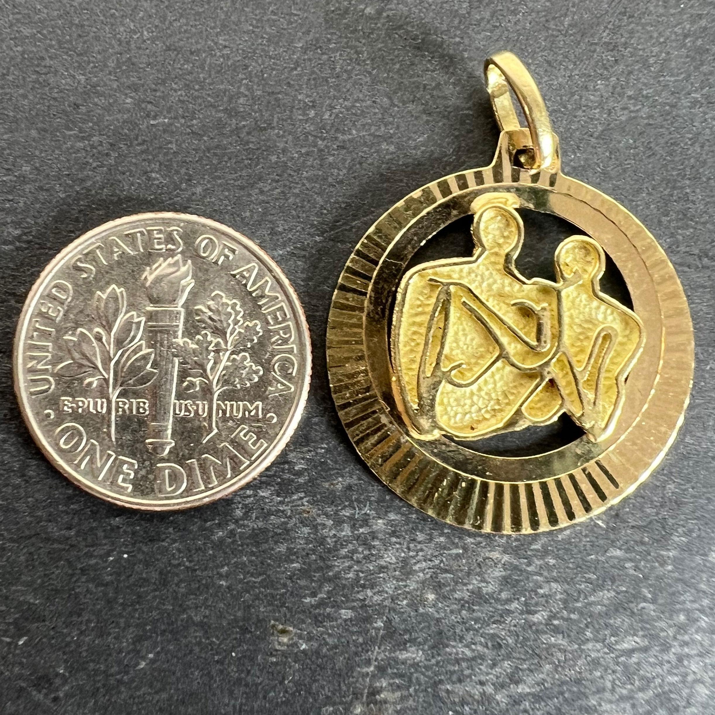 Vintage 14K Yellow Gold Abstract Art Couple Pendant Medal For Sale 6