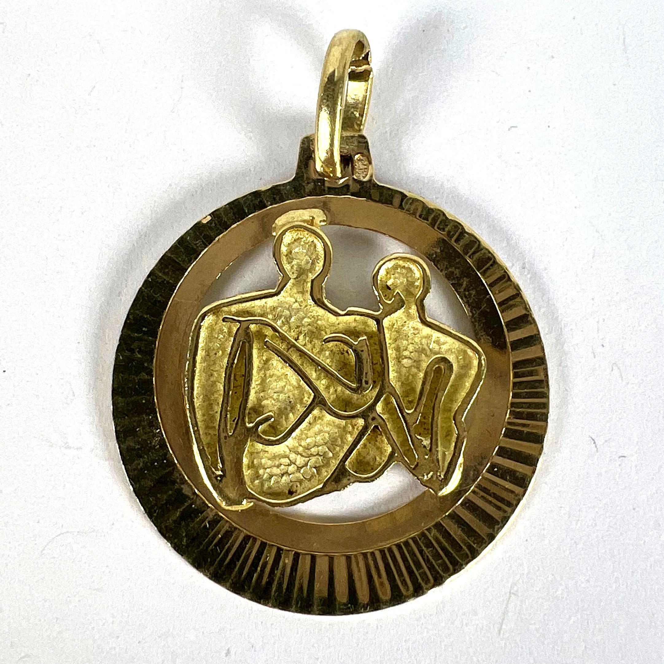Vintage 14K Yellow Gold Abstract Art Couple Pendant Medal For Sale 7