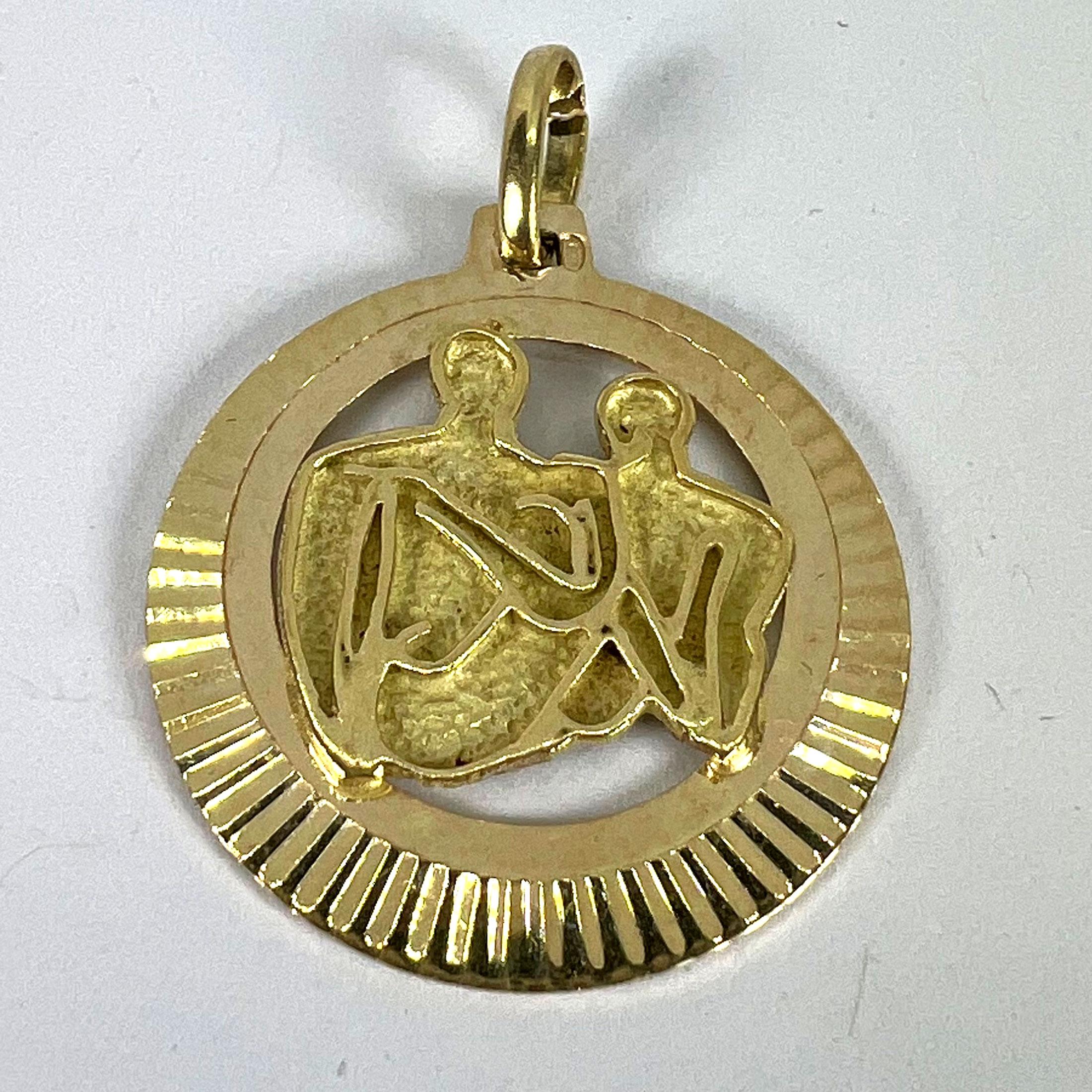 Vintage 14K Yellow Gold Abstract Art Couple Pendant Medal For Sale 8