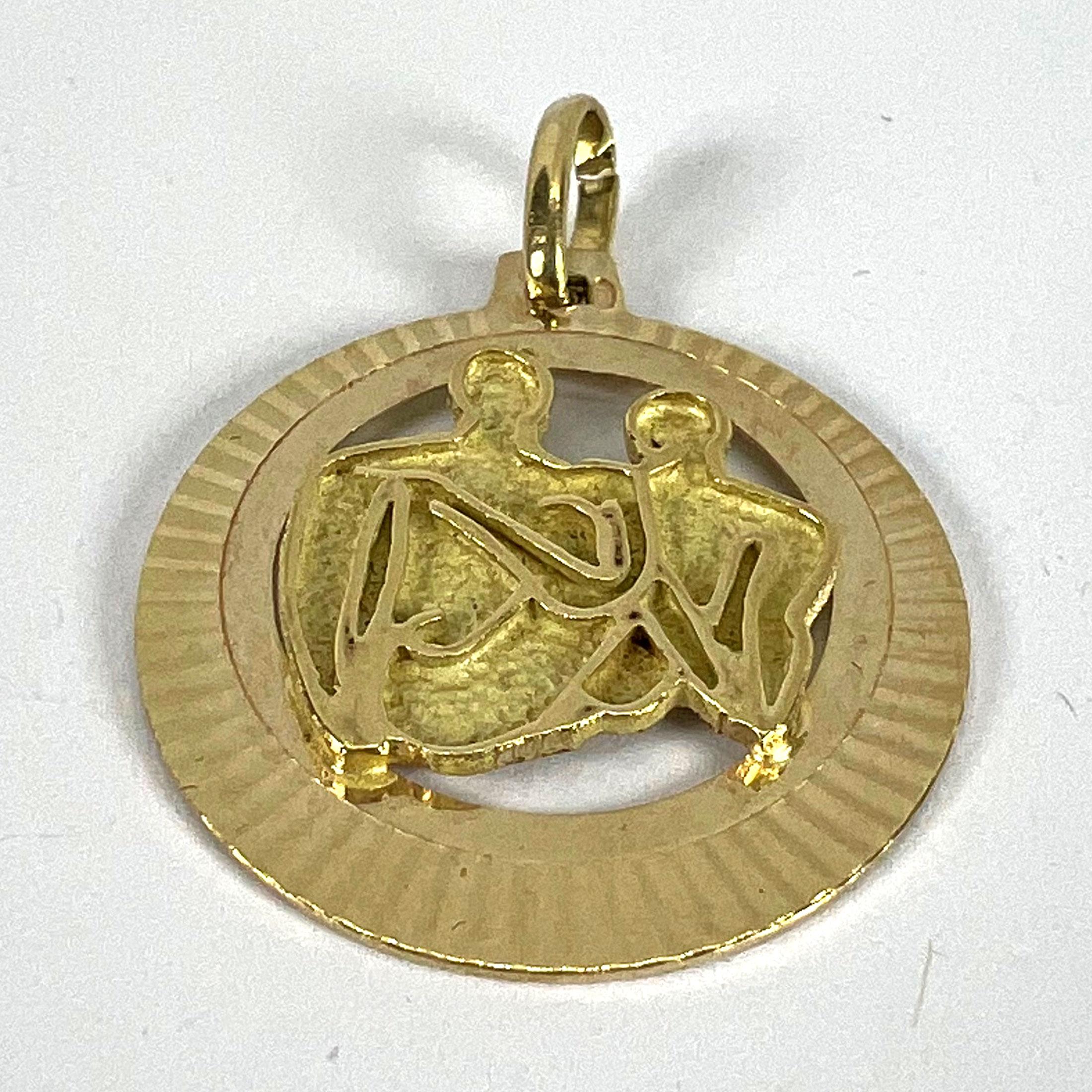Vintage 14K Yellow Gold Abstract Art Couple Pendant Medal For Sale 9