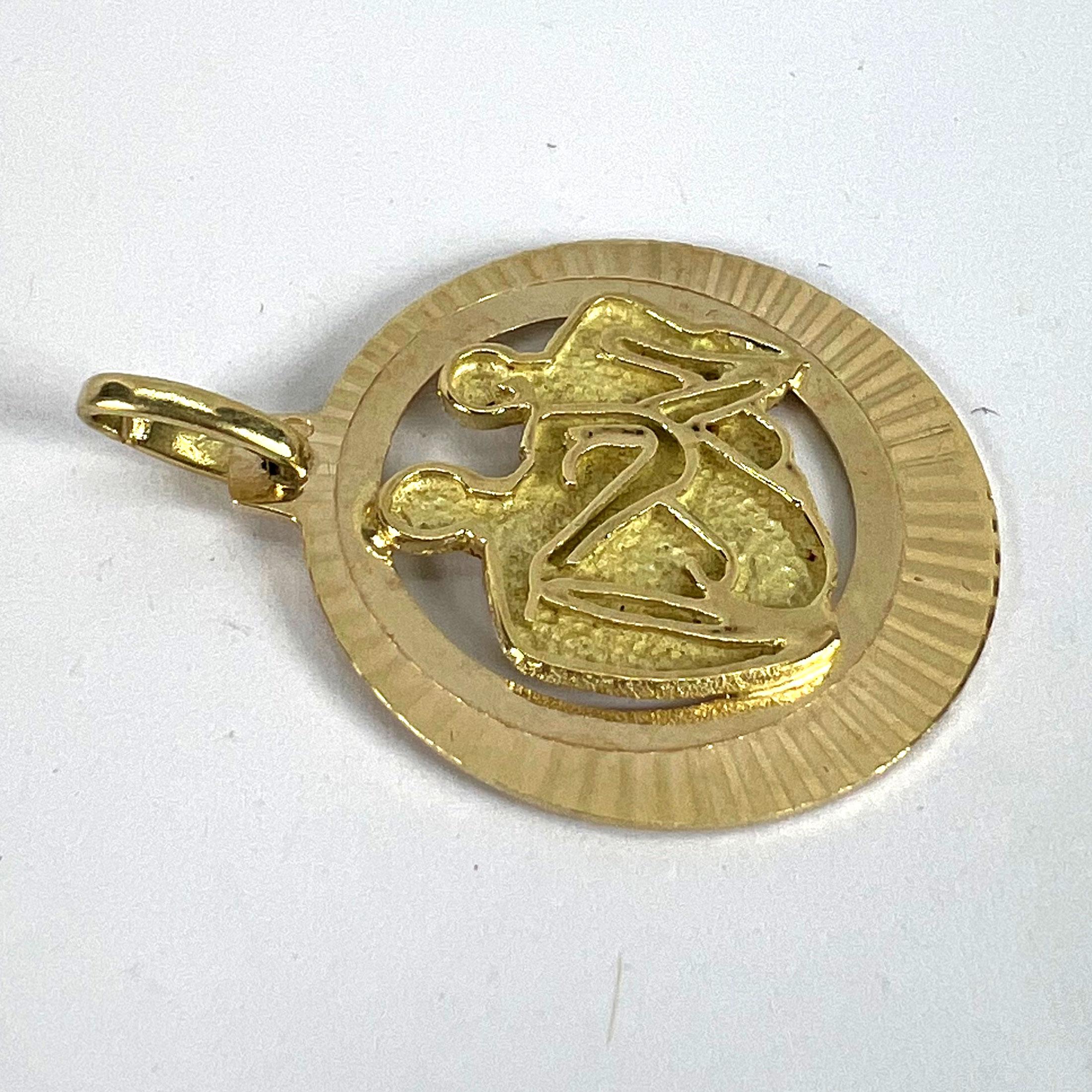 Vintage 14K Yellow Gold Abstract Art Couple Pendant Medal For Sale 10
