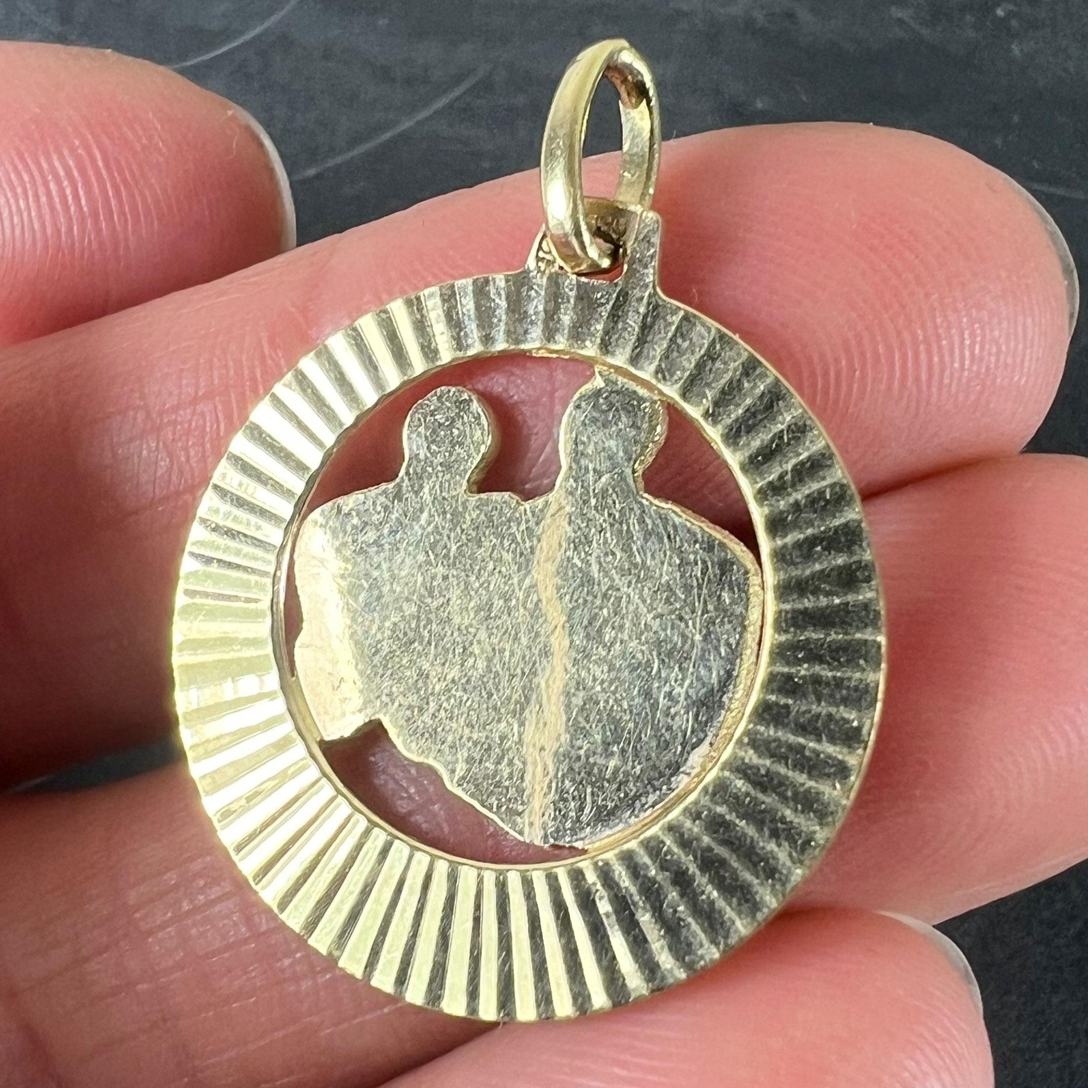 Vintage 14K Yellow Gold Abstract Art Couple Pendant Medal For Sale 4
