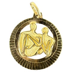 Vintage 14K Yellow Gold Abstract Art Couple Pendant Medal