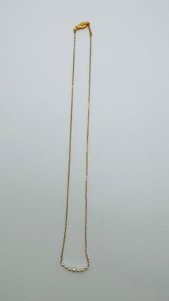 Collana vintage in oro giallo 14K “Add-A-Pearl” con 7 perle Akoya, nella confezione originale