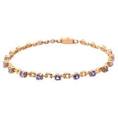 Vintage, 14k Yellow Gold, Amethyst and Chain Tennis Bracelet