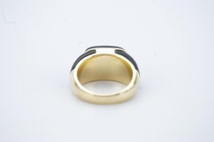 Vintage 14K Yellow Gold Amethyst & Black Onyx Horizontal Ring